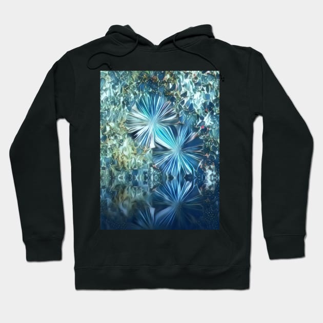 Etched glass dreamy cobalt blue flowers Hoodie by Khala